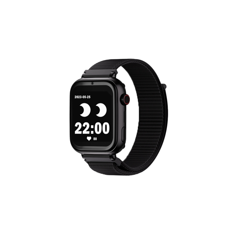 Montre connectée Savefamily SaveWatch Plus pour enfants avec GPS et appel - IP67 - Bouton SOS - Boîtier noir - Bracelet en