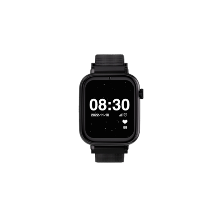 Montre connectée Savefamily SaveWatch Plus pour enfants avec GPS et appel - IP67 - Bouton SOS - Boîtier noir - Bracelet en