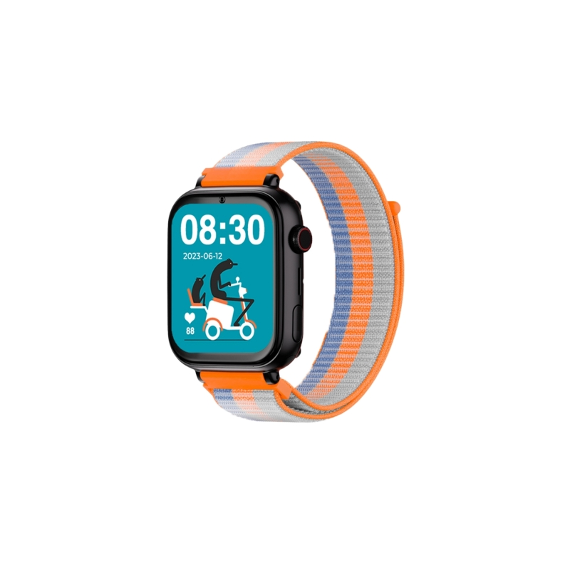 Montre connectée Savefamily SaveWatch Plus pour enfants avec GPS et appel - IP67 - Bouton SOS - Boîtier noir - Bracelet en