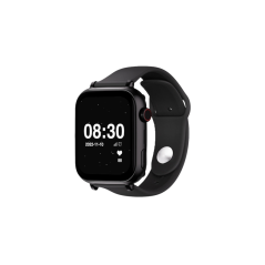 Montre connectée Savefamily SaveWatch Plus avec GPS et appel - IP67 - Bouton SOS - Boîtier noir - Bracelet en silicone noir