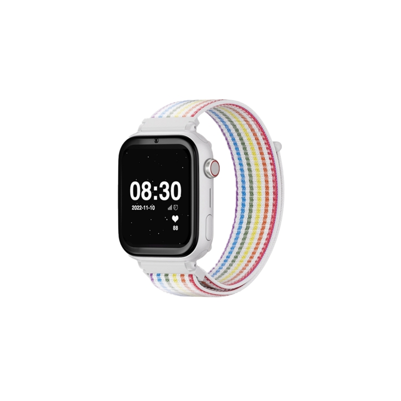 Montre connectée Savefamily SaveWatch Plus pour enfants avec GPS et appel - IP67 - Bouton SOS - Boîtier blanc - Bracelet en