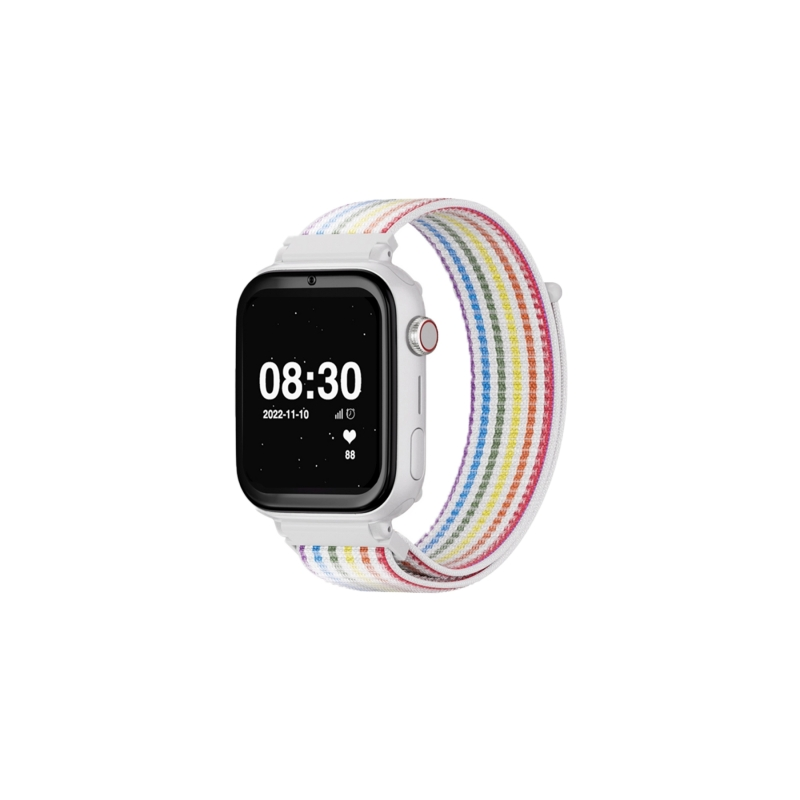 Montre connectée Savefamily SaveWatch Plus pour enfants avec GPS et appel - IP67 - Bouton SOS - Boîtier blanc - Bracelet en