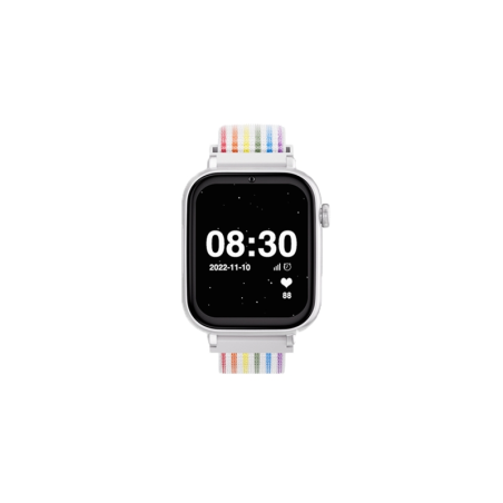 Montre connectée Savefamily SaveWatch Plus pour enfants avec GPS et appel - IP67 - Bouton SOS - Boîtier blanc - Bracelet en