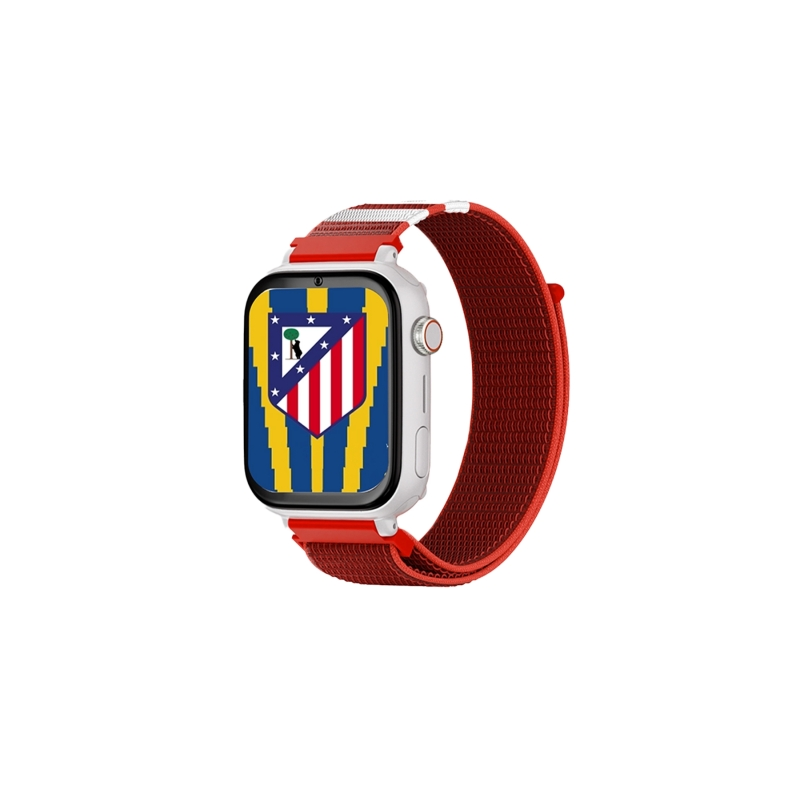 Montre connectée Savefamily Savewatch Plus pour enfants, édition Atlético de Madrid, avec GPS et appels - Bracelet en tissu