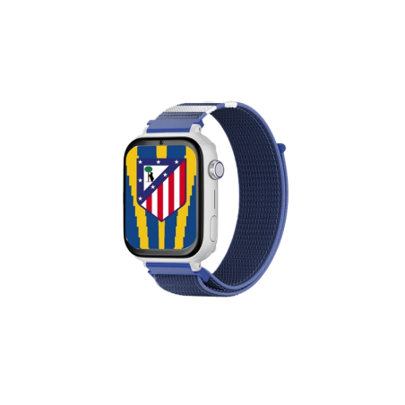 Montre connectée Savefamily Savewatch Plus pour enfants, édition Atlético de Madrid, avec GPS et appels - Bracelet en tissu bleu