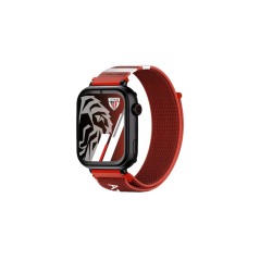 Montre connectée Savefamily Savewatch Plus Athletic Club Edition pour enfants avec GPS et appels - Bracelet en tissu rouge