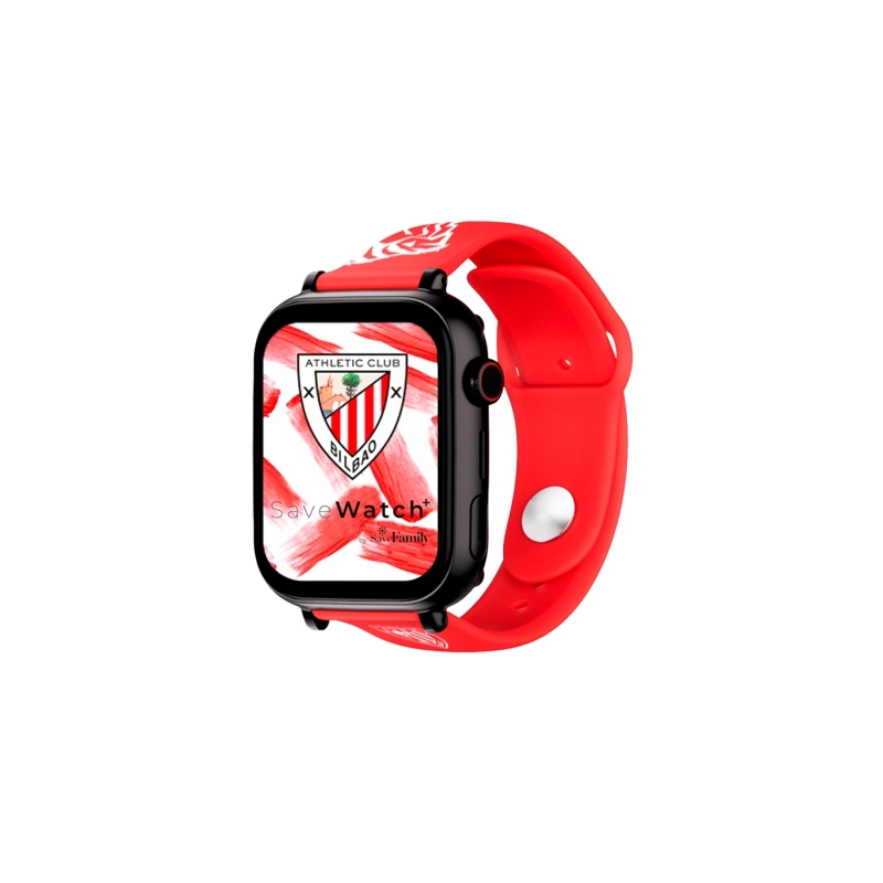 Montre connectée Savefamily Savewatch Plus Athletic Club Edition pour enfants avec GPS et appels - Bracelet en silicone rouge