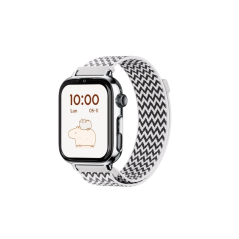 Montre connectée Savefamily SaveWatch Plus 2 pour enfants - Écran AMOLED - Boîtier argenté - Bracelet en tissu zigzag