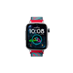 Montre connectée Savefamily SaveWatch Plus 2 pour enfants - Écran AMOLED - Boîtier argenté - Bracelet en tissu Tribeca