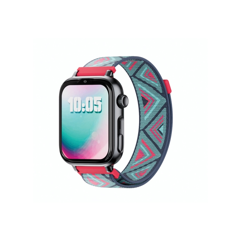 Montre connectée Savefamily SaveWatch Plus 2 pour enfants - Écran AMOLED - Boîtier noir - Bracelet en tissu Tribeca