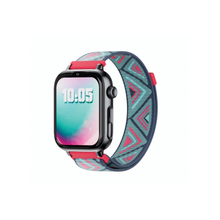 Montre connectée Savefamily SaveWatch Plus 2 pour enfants - Écran AMOLED - Boîtier noir - Bracelet en tissu Tribeca