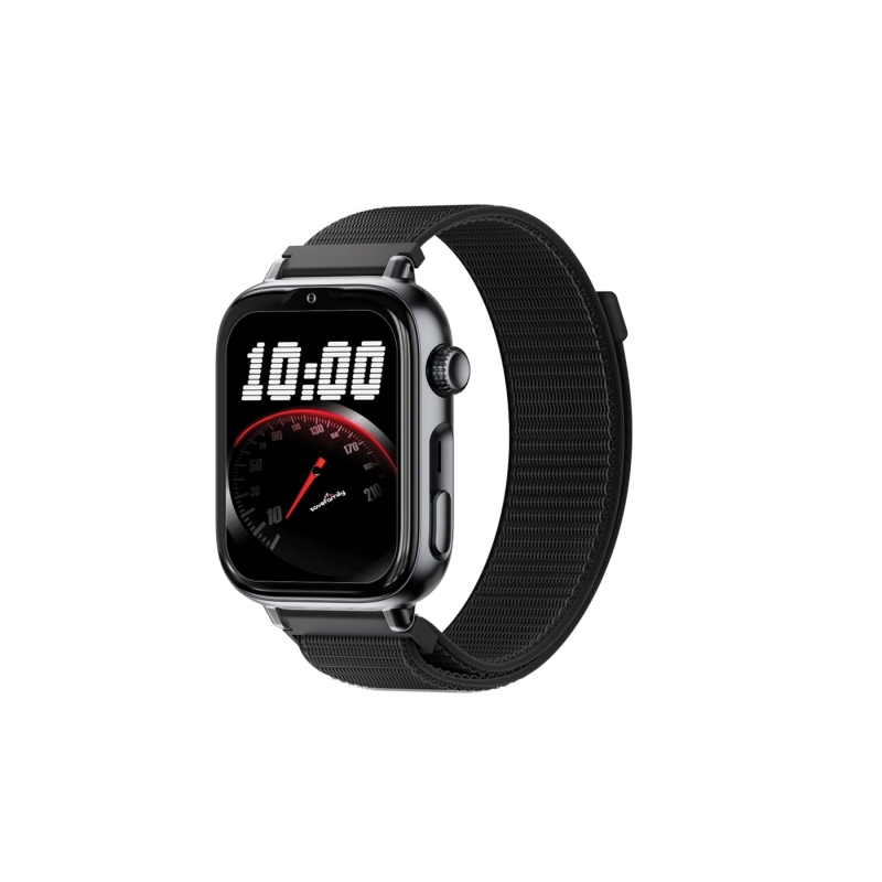Montre connectée Savefamily SaveWatch Plus 2 pour enfants - Écran AMOLED - Boîtier noir - Bracelet en tissu noir
