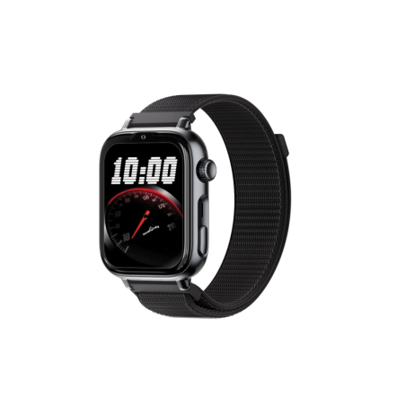 Montre connectée Savefamily SaveWatch Plus 2 pour enfants - Écran AMOLED - Boîtier noir - Bracelet en tissu noir