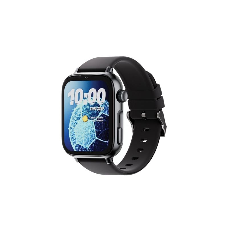 Montre connectée Savefamily SaveWatch Plus 2 pour enfants - Écran AMOLED - Boîtier noir - Bracelet en silicone noir