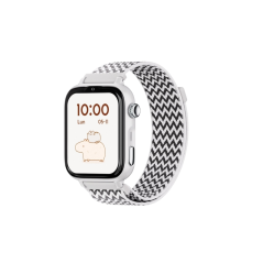 Montre connectée Savefamily SaveWatch Plus 2 pour enfants - Écran AMOLED - Boîtier blanc - Bracelet en tissu zigzag