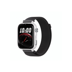 Montre connectée Savefamily SaveWatch Plus 2 pour enfants - Écran AMOLED - Boîtier blanc - Bracelet en tissu noir