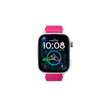 Montre connectée Savefamily SaveWatch Plus 2 pour enfants - Écran AMOLED - Boîtier blanc - Bracelet silicone Lollipop