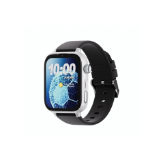 Montre connectée Savefamily SaveWatch Plus 2 pour enfants - Écran AMOLED - Boîtier blanc - Bracelet en silicone noir
