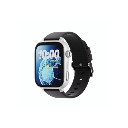 Montre connectée Savefamily SaveWatch Plus 2 pour enfants - Écran AMOLED - Boîtier blanc - Bracelet en silicone noir