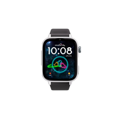 Montre connectée Savefamily SaveWatch Plus 2 pour enfants - Écran AMOLED - Boîtier blanc - Bracelet en silicone noir