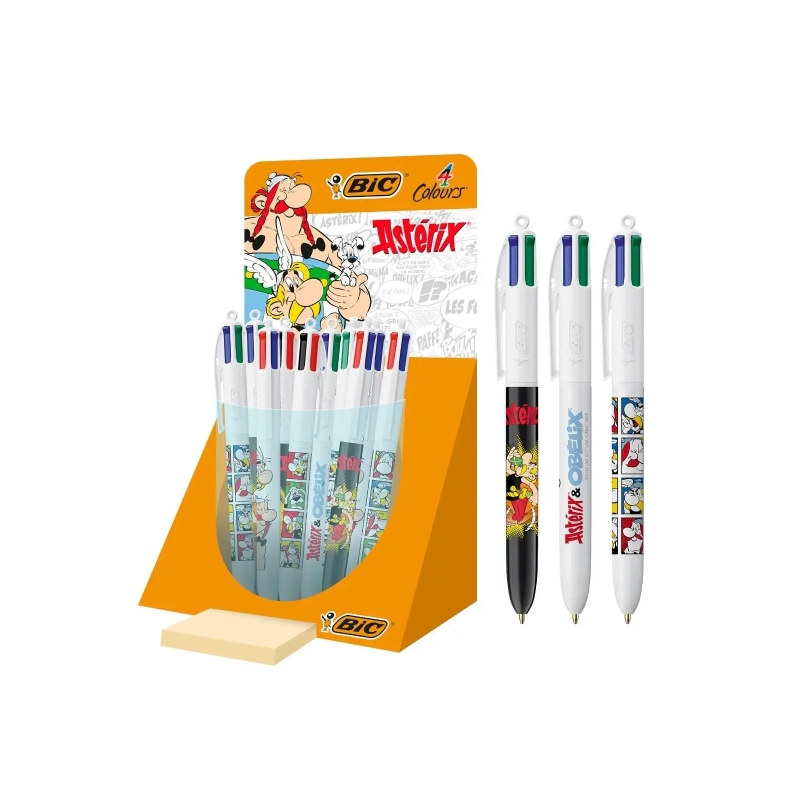 Présentoir Bic 4 Couleurs Astérix 30 Stylos Bille Rétractables