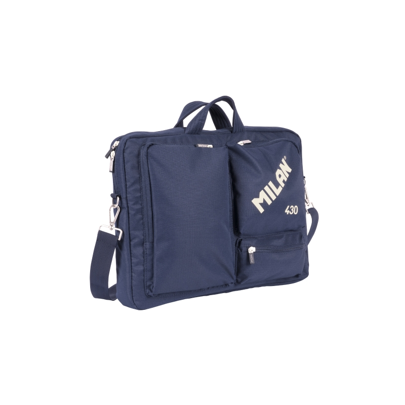 Sacoche Milan 403 Since 1918 pour ordinateur portable jusqu'à 17" - Fermeture éclair - 3 compartiments - 42 x 34 x 9 cm - Bleu