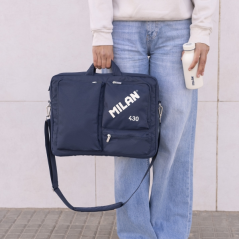 Sacoche Milan 403 Since 1918 pour ordinateur portable jusqu'à 17" - Fermeture éclair - 3 compartiments - 42 x 34 x 9 cm - Bleu
