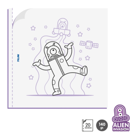 Livre de coloriage Milan Alien Invasion - Microperforé - 140 g - 21 x 21 cm - Blanc