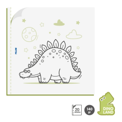 Livre de coloriage Milan Dino Land - Microperforé - 140 g - 21 x 21 cm - Blanc