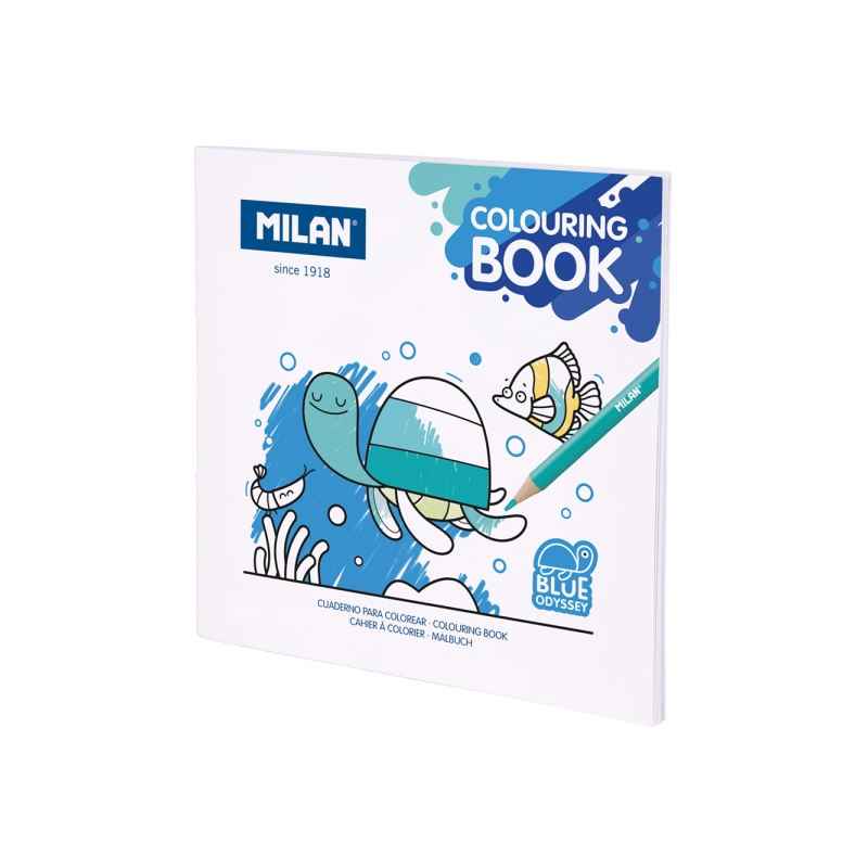 Livre de coloriage Milan Blue Odyssey - Microperforé - 140 g - 21 x 21 cm - Blanc