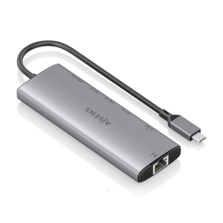 Station d'accueil USB-C Aisens 7 en 1 - USB-C vers 1xHDMI - 1xRJ45 - 1xUSB-A 10G - 2xUSB-C 10G - 1xSD - 1xMicroSD - 20 cm