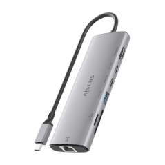 Station d'accueil USB-C Aisens 7 en 1 - USB-C vers 1xHDMI - 1xRJ45 - 1xUSB-A 10G - 2xUSB-C 10G - 1xSD - 1xMicroSD - 20 cm