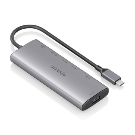 Station d'accueil USB-C Aisens 7 en 1 - USB-C vers 1xHDMI - 1xUSB-A 10G - 2xUSB-C 10G - 1xSD - 1xMicroSD - 1xUSB-C PD 100W