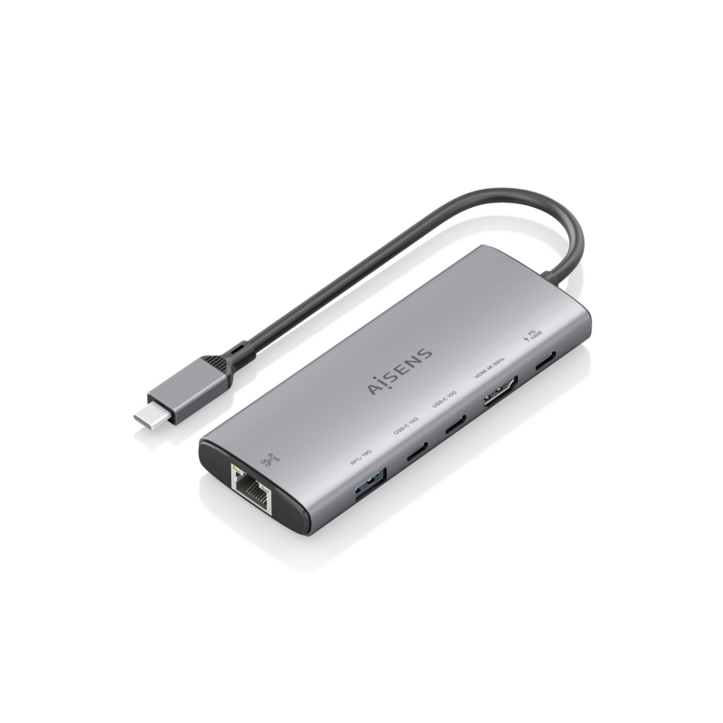 Station d'accueil USB-C Aisens 6 en 1 - USB-C vers 1xHDMI - 1xRJ45 - 1xUSB-A 10G - 2xUSB-C 10G - 1xUSB-C PD 100W - 20cm