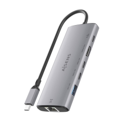 Station d'accueil USB-C Aisens 6 en 1 - USB-C vers 1xHDMI - 1xRJ45 - 1xUSB-A 10G - 2xUSB-C 10G - 1xUSB-C PD 100W - 20cm