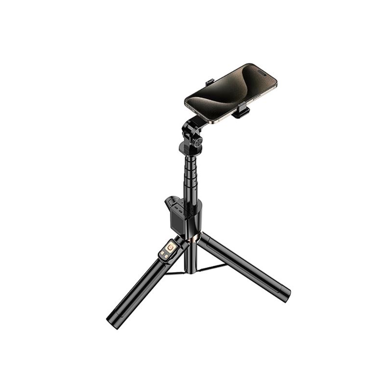 Trépied XO SS23 + Perche à selfie - Télécommande Bluetooth - LED latérales incluses - Noir