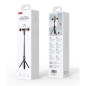 Trépied XO SS23 + Perche à selfie - Télécommande Bluetooth - LED latérales incluses - Noir