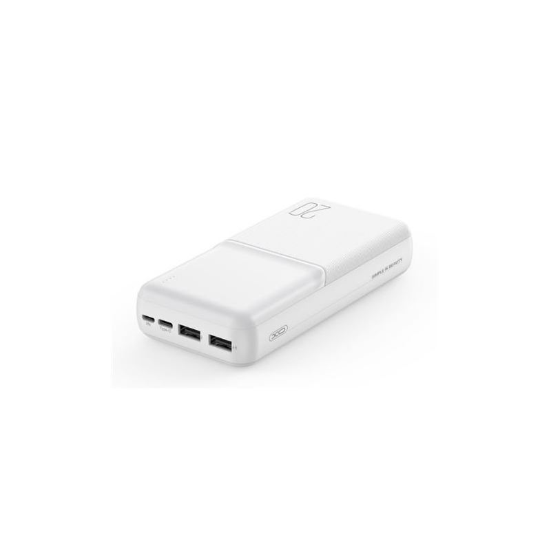 Batterie externe XO PR252 20 000 mAh - USB-A, USB-C et Lightning - Blanc