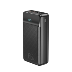 Powerbank XO PR201 30 000 mAh - Entrées USB-C et Lightning - Sorties USB-A et USB-C - 65 W - Écran LCD - Noir