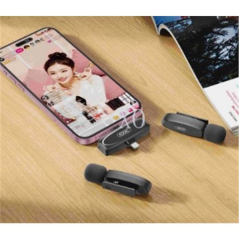 Microphone cravate sans fil XO MKF10 - Connecteur Type-C et Lightning - Noir