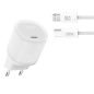 Chargeur secteur XO L143 20 W - USB-C - PD 3.0 et QC 3.0 - Câble USB-C vers Lightning inclus - Blanc