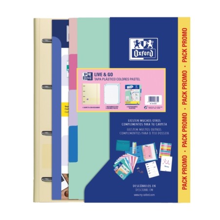 ✅ Classeur Oxford Europeanbinder Live & Go A4+ avec recharge + intercalaires - Couverture en polymousse - Couleu en stock