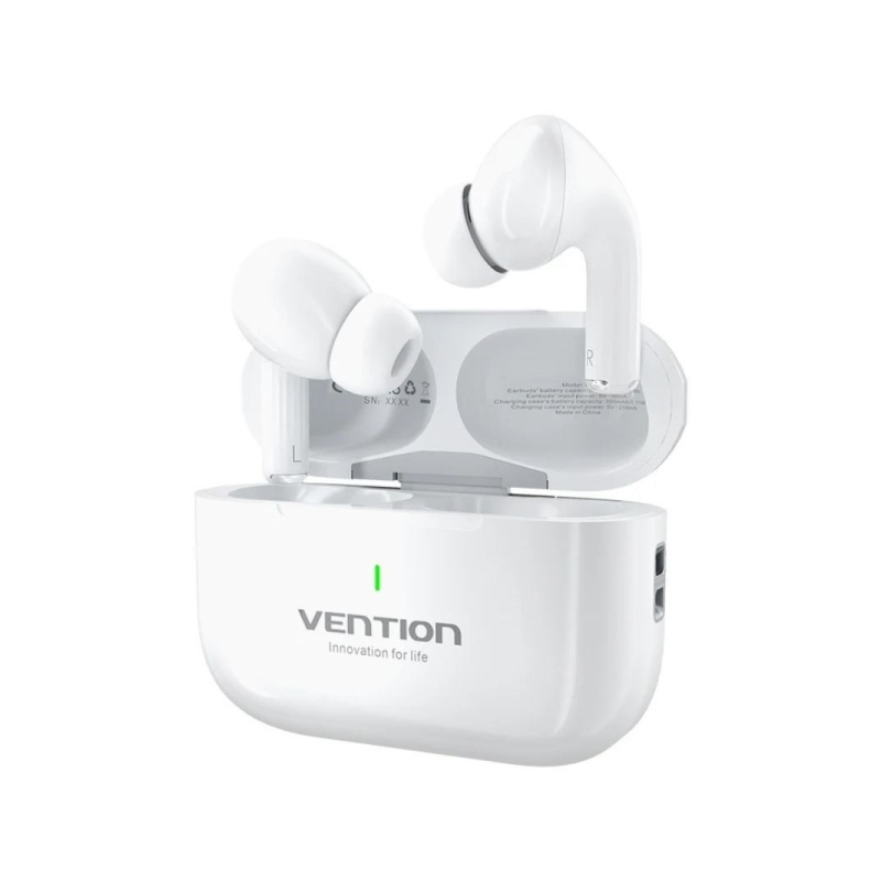 Casque Bluetooth 5.4 Vention Echo Lite E11 avec étui de chargement - True Wireless - Autonomie 6 h - Blanc