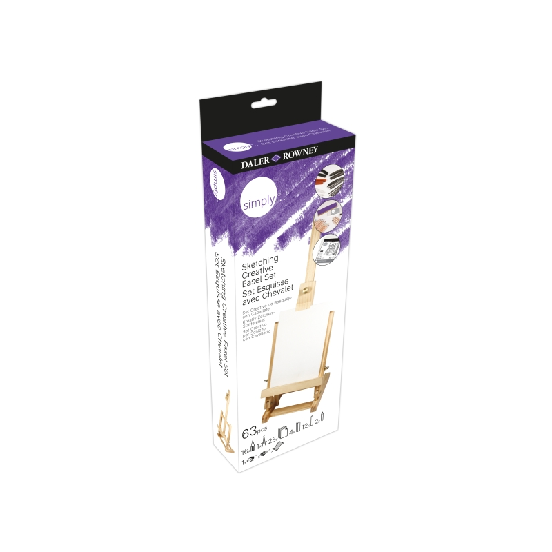 Coffret de croquis créatif Daler Rowney Simply 59 pièces - Chevalet - Couleurs assorties