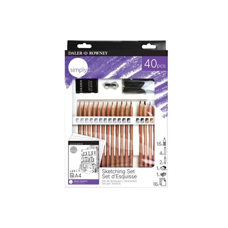 Daler Rowney Simply Pack 40 pièces - Coffret de croquis créatif
