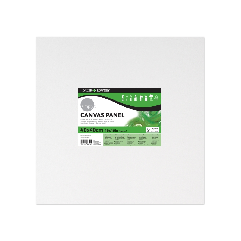 Toile cartonnée Daler Rowney Simply - 250 g - 40 x 40 cm - Triple apprêt - Grain moyen - 100 % coton sans acide - 250 g - Blanc