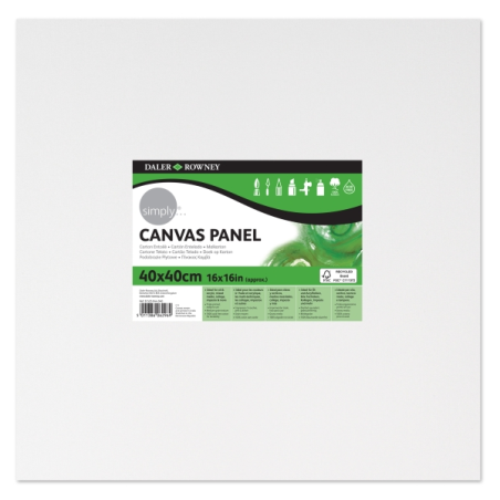 Toile cartonnée Daler Rowney Simply - 250 g - 40 x 40 cm - Triple apprêt - Grain moyen - 100 % coton sans acide - 250 g - Blanc
