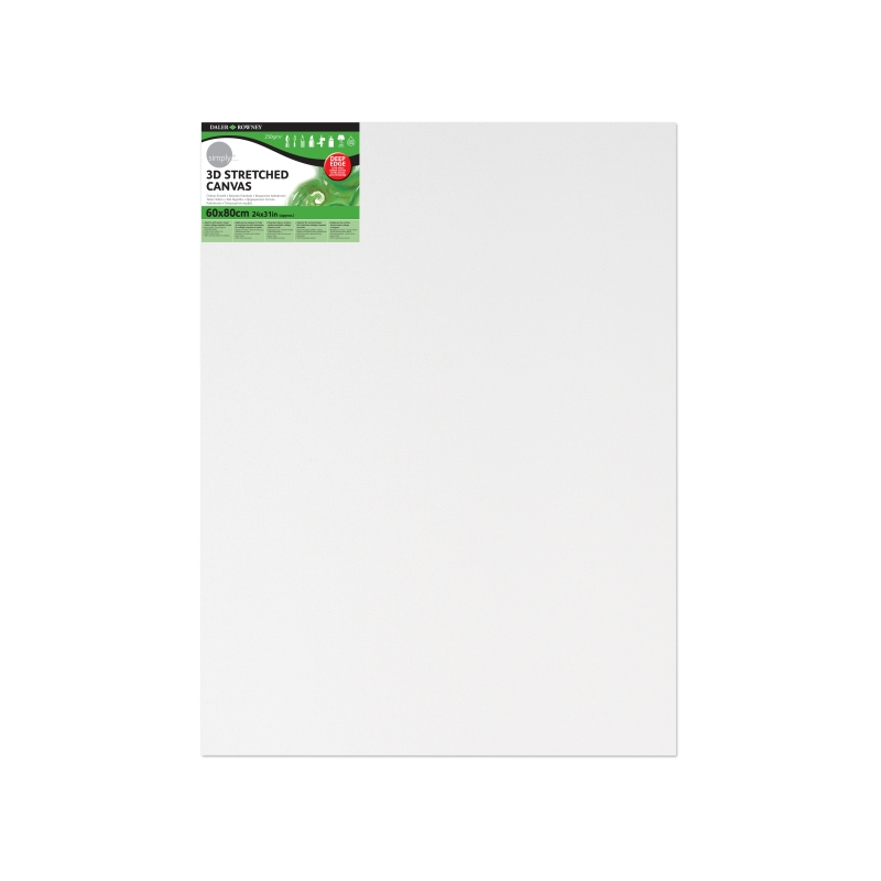 Toile tendue Daler Rowney Simply 3D - 60 x 80 cm - Triple apprêt - Grain moyen - 100 % coton sans acide - 250 g - Blanc