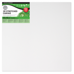Toile tendue Daler Rowney Simply 3D - 50 x 50 cm - Triple apprêt - Grain moyen - 100 % coton sans acide - 250 g - Blanc