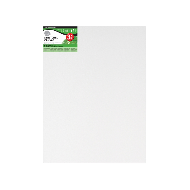 Lot de 3 châssis en toile tendus Daler Rowney - 60 x 80 cm - Triple apprêt - Grain moyen - 100 % coton sans acide - 250 g